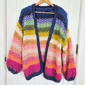 SAACHI Mayflower Women’s Rainbow Open Cardigan Balloon Sleeve ONE SIZE